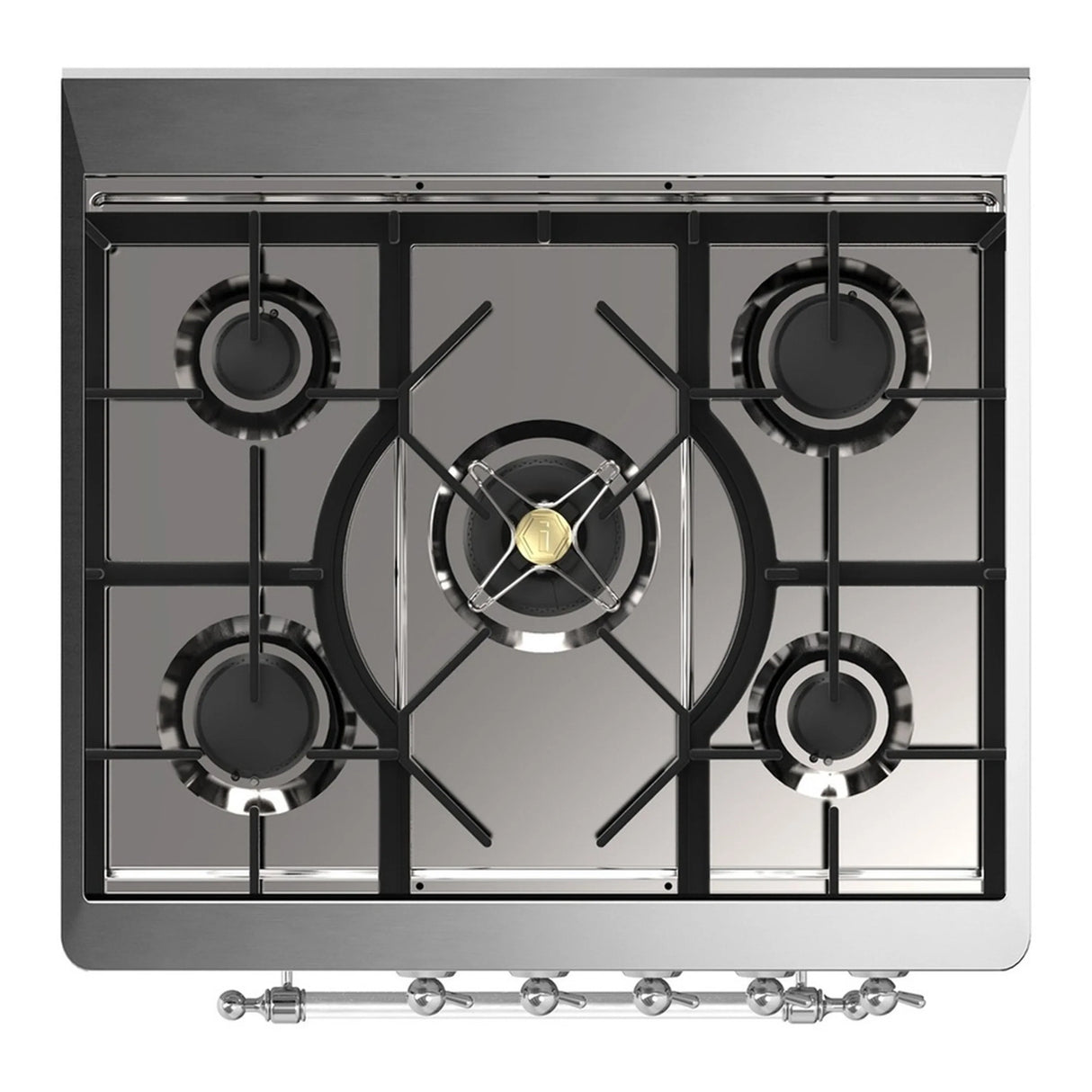 ILVE Majestic III 30-inch Dual Fuel Range with 5 Natural Gas Burner and Triple Glass Door Electric Oven in Midnight Blue with Chrome Trim (UM30NR3MBC)