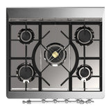 ILVE Majestic III 30-inch Dual Fuel Range with 5 Natural Gas Burner and Triple Glass Door Electric Oven in Midnight Blue with Chrome Trim (UM30NR3MBC)