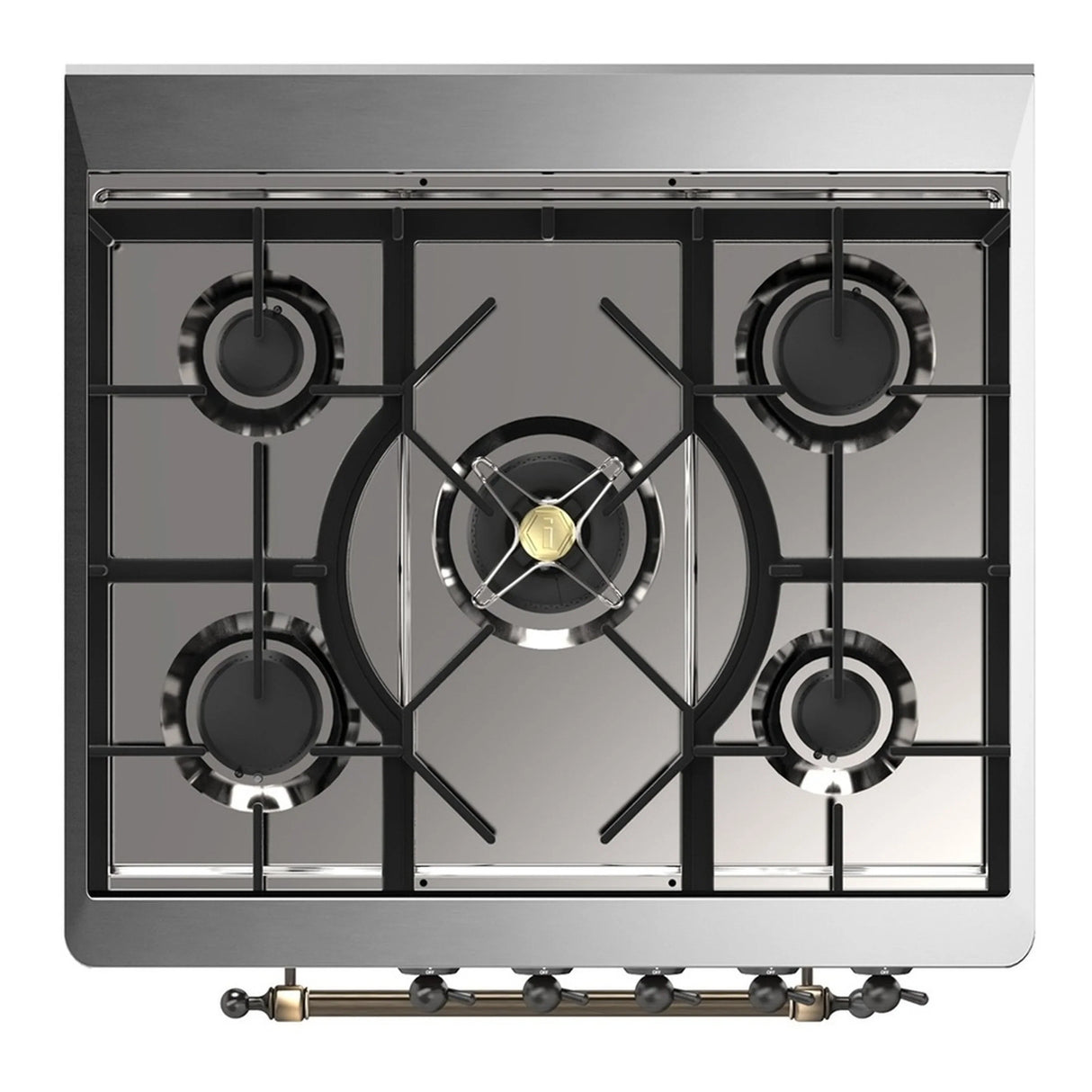 ILVE Majestic III 30-inch Dual Fuel Range with 5 Natural Gas Burner and Triple Glass Door Electric Oven in Graphite Matte with Burnished Trim (UM30NR3MGB)