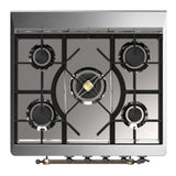 ILVE Majestic III 30-inch Dual Fuel Range with 5 Natural Gas Burner and Triple Glass Door Electric Oven in Graphite Matte with Burnished Trim (UM30NR3MGB)