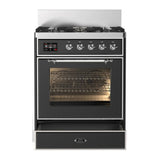 ILVE Majestic III 30-inch Dual Fuel Range with 5 Liquid Propane Burner and Triple Glass Door Electric Oven in Graphite Matte with Chrome Trim (UM30NR3MGCLP)
