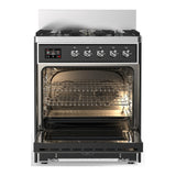 ILVE Majestic III 30-inch Dual Fuel Range with 5 Natural Gas Burner and Triple Glass Door Electric Oven in Graphite Matte with Chrome Trim (UM30NR3MGC)