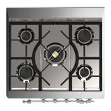ILVE Majestic III 30-inch Dual Fuel Range with 5 Liquid Propane Burner and Triple Glass Door Electric Oven in Graphite Matte with Chrome Trim (UM30NR3MGCLP)