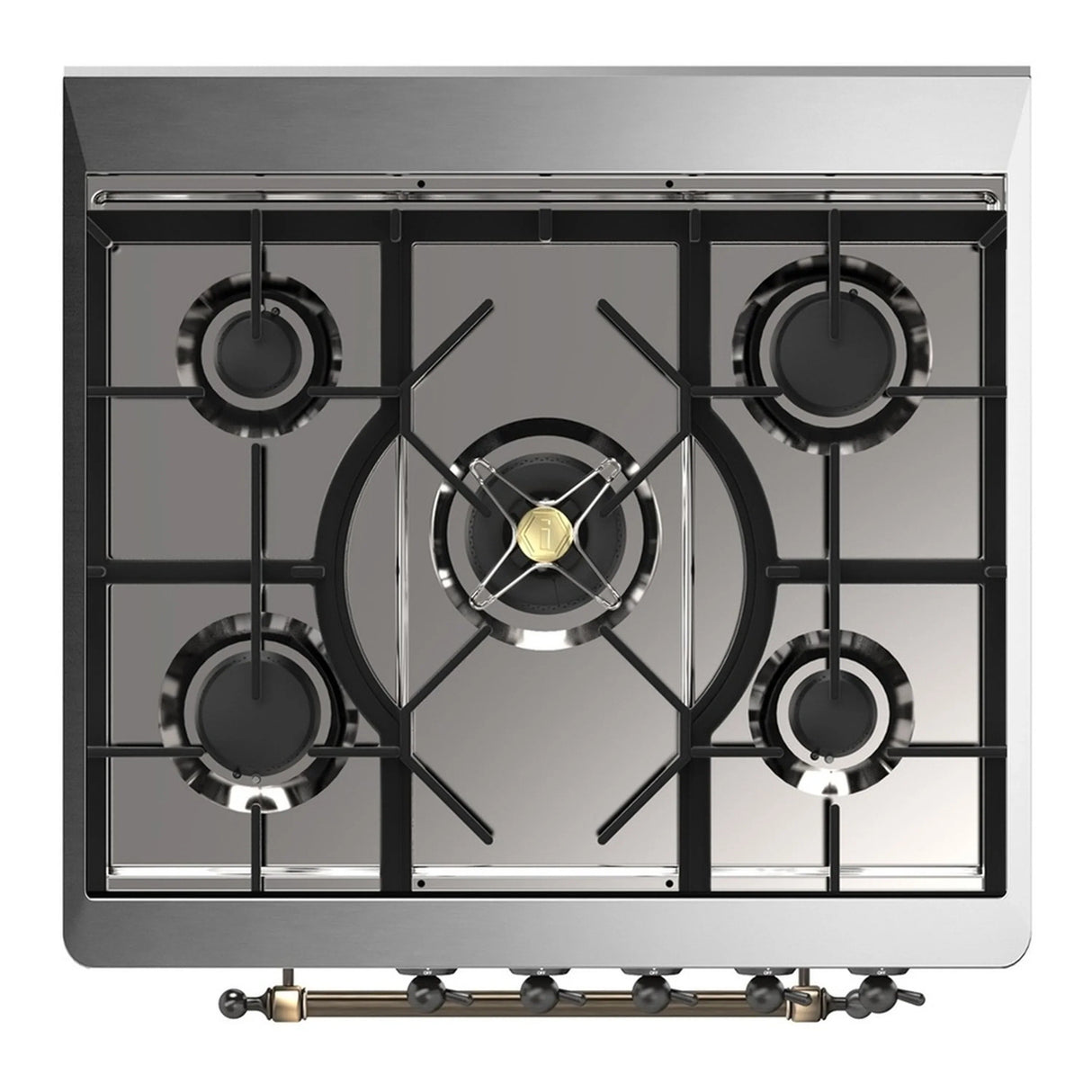 ILVE Majestic III 30-inch Dual Fuel Range with 5 Natural Gas Burner and Triple Glass Door Electric Oven in RAL with Burnished Trim (UM30NR3RAB)