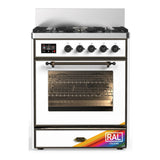 ILVE Majestic III 30-inch Dual Fuel Range with 5 Natural Gas Burner and Triple Glass Door Electric Oven in RAL with Burnished Trim (UM30NR3RAB)