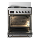 ILVE Majestic III 30-inch Dual Fuel Range with 5 Liquid Propane Burner and Triple Glass Door Electric Oven in Stainless Steel with Burnished Trim (UM30NR3SSBLP)