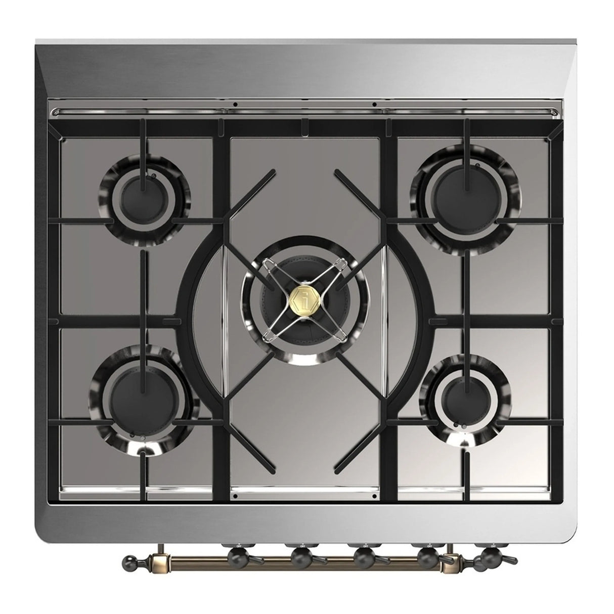 ILVE Majestic III 30-inch Dual Fuel Range with 5 Liquid Propane Burner and Triple Glass Door Electric Oven in Stainless Steel with Burnished Trim (UM30NR3SSBLP)