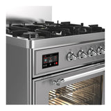 ILVE Majestic III 30-inch Dual Fuel Range with 5 Liquid Propane Burner and Triple Glass Door Electric Oven in Stainless Steel with Chrome Trim (UM30NR3SSCLP)