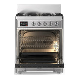 ILVE Majestic III 30-inch Dual Fuel Range with 5 Liquid Propane Burner and Triple Glass Door Electric Oven in Stainless Steel with Chrome Trim (UM30NR3SSCLP)
