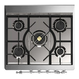 ILVE Majestic III 30-inch Dual Fuel Range with 5 Liquid Propane Burner and Triple Glass Door Electric Oven in Stainless Steel with Chrome Trim (UM30NR3SSCLP)