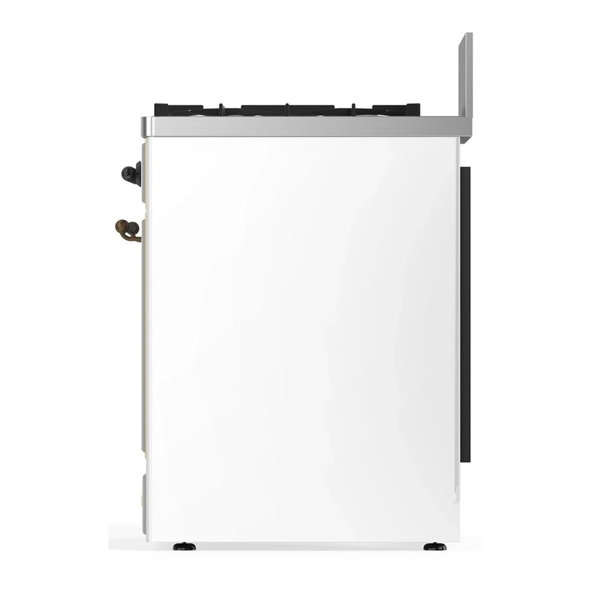 ILVE Majestic III 30-inch Dual Fuel Range with 5 Liquid Propane Burner and Triple Glass Door Electric Oven in White with Burnished Trim (UM30NR3WHBLP)