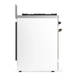ILVE Majestic III 30-inch Dual Fuel Range with 5 Natural Gas Burner and Triple Glass Door Electric Oven in White with Burnished Trim (UM30NR3WHB)