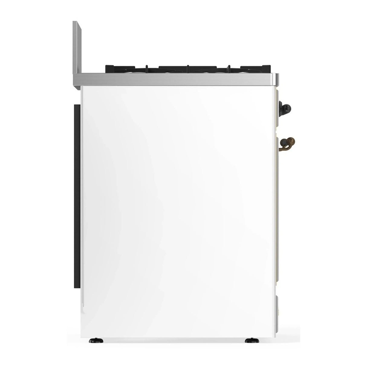 ILVE Majestic III 30-inch Dual Fuel Range with 5 Liquid Propane Burner and Triple Glass Door Electric Oven in White with Burnished Trim (UM30NR3WHBLP)
