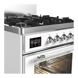 ILVE Majestic III 30-inch Dual Fuel Range with 5 Liquid Propane Burner and Triple Glass Door Electric Oven in White with Chrome Trim (UM30NR3WHCLP)
