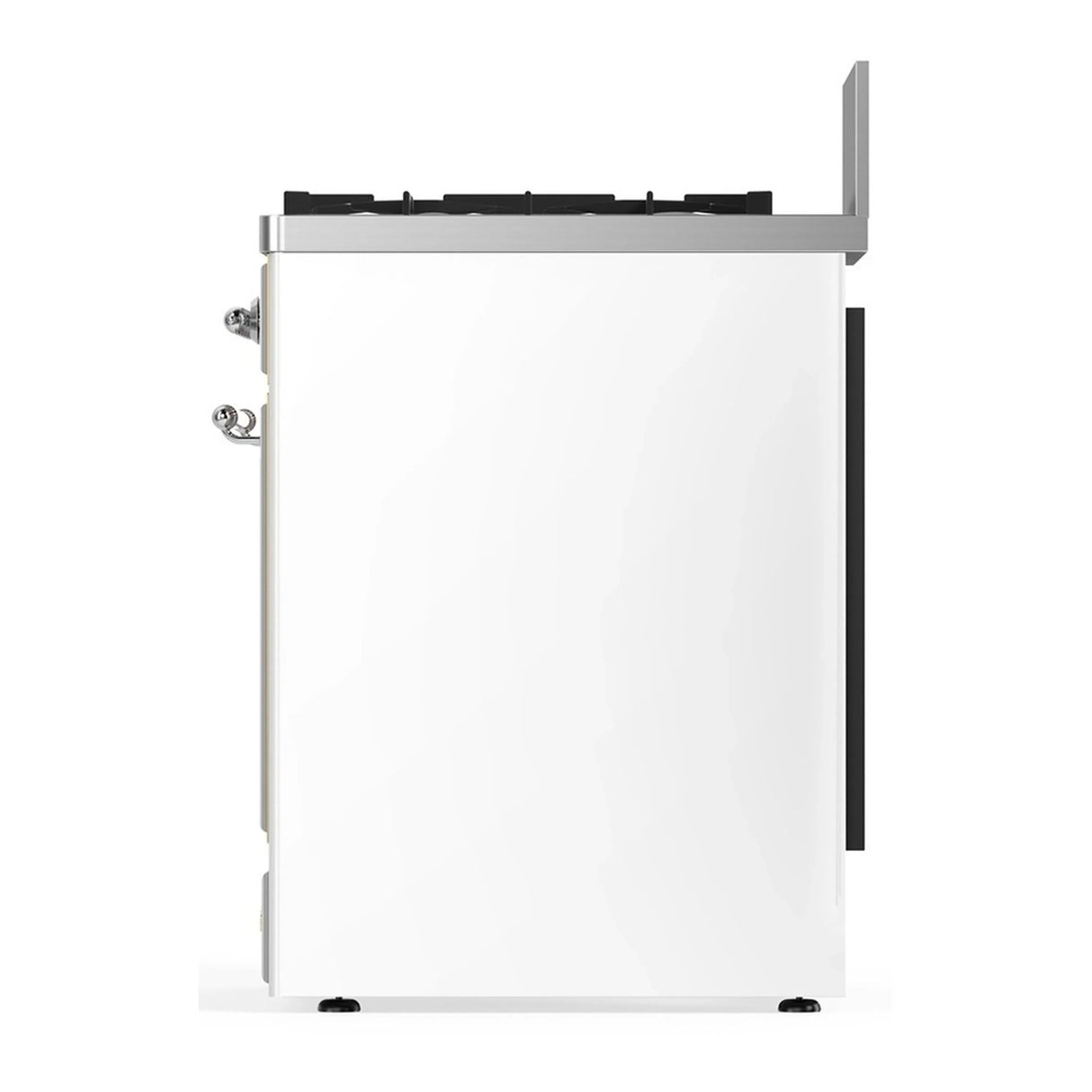 ILVE Majestic III 30-inch Dual Fuel Range with 5 Natural Gas Burner and Triple Glass Door Electric Oven in White with Chrome Trim (UM30NR3WHC)