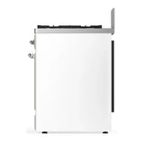 ILVE Majestic III 30-inch Dual Fuel Range with 5 Liquid Propane Burner and Triple Glass Door Electric Oven in White with Chrome Trim (UM30NR3WHCLP)