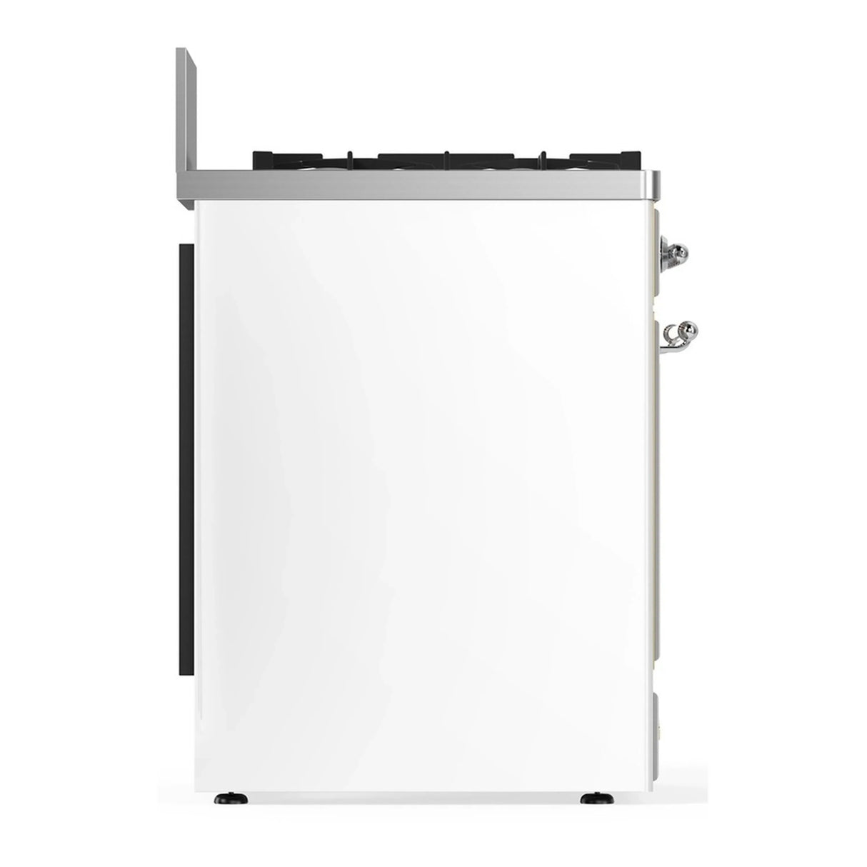 ILVE Majestic III 30-inch Dual Fuel Range with 5 Liquid Propane Burner and Triple Glass Door Electric Oven in White with Chrome Trim (UM30NR3WHCLP)