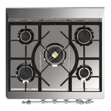 ILVE Majestic III 30-inch Dual Fuel Range with 5 Liquid Propane Burner and Triple Glass Door Electric Oven in White with Chrome Trim (UM30NR3WHCLP)
