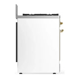 ILVE Majestic III 30-inch Dual Fuel Range with 5 Natural Gas Burner and Triple Glass Door Electric Oven in White with Brass Trim (UM30NR3WHG)