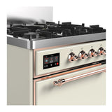 ILVE Majestic III 30-inch Dual Fuel Range with 5 Natural Gas Burner and Solid Door Electric Oven in Antique White with Copper Trim (UM30QNR3AWP)