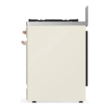 ILVE Majestic III 30-inch Dual Fuel Range with 5 Natural Gas Burner and Solid Door Electric Oven in Antique White with Copper Trim (UM30QNR3AWP)