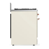 ILVE Majestic III 30-inch Dual Fuel Range with 5 Natural Gas Burner and Solid Door Electric Oven in Antique White with Copper Trim (UM30QNR3AWP)