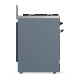 ILVE Majestic III 30-inch Dual Fuel Range with 5 Natural Gas Burner and Solid Door Electric Oven in Blue Grey with Burnished Trim (UM30QNR3BGB)