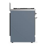 ILVE Majestic III 30-inch Dual Fuel Range with 5 Natural Gas Burner and Solid Door Electric Oven in Blue Grey with Chrome Trim (UM30QNR3BGC)