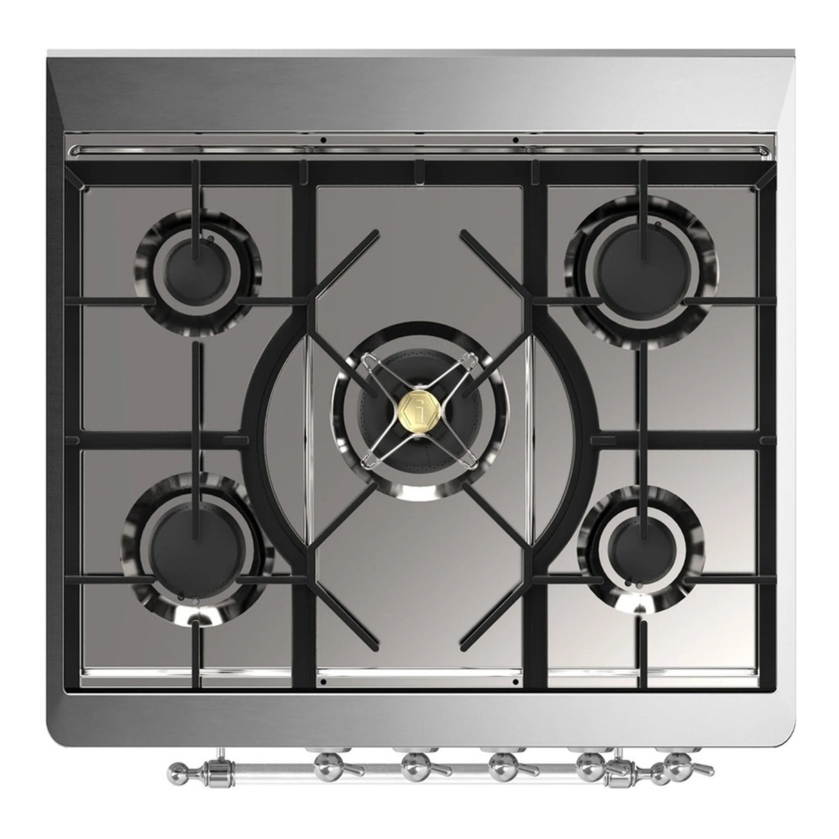 ILVE Majestic III 30-inch Dual Fuel Range with 5 Natural Gas Burner and Solid Door Electric Oven in Blue Grey with Chrome Trim (UM30QNR3BGC)