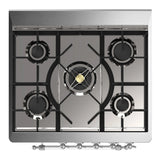 ILVE Majestic III 30-inch Dual Fuel Range with 5 Natural Gas Burner and Solid Door Electric Oven in Blue Grey with Chrome Trim (UM30QNR3BGC)