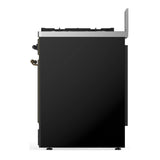 ILVE Majestic III 30-inch Dual Fuel Range with 5 Natural Gas Burner and Solid Door Electric Oven in Glossy Black with Burnished Trim (UM30QNR3BKB)