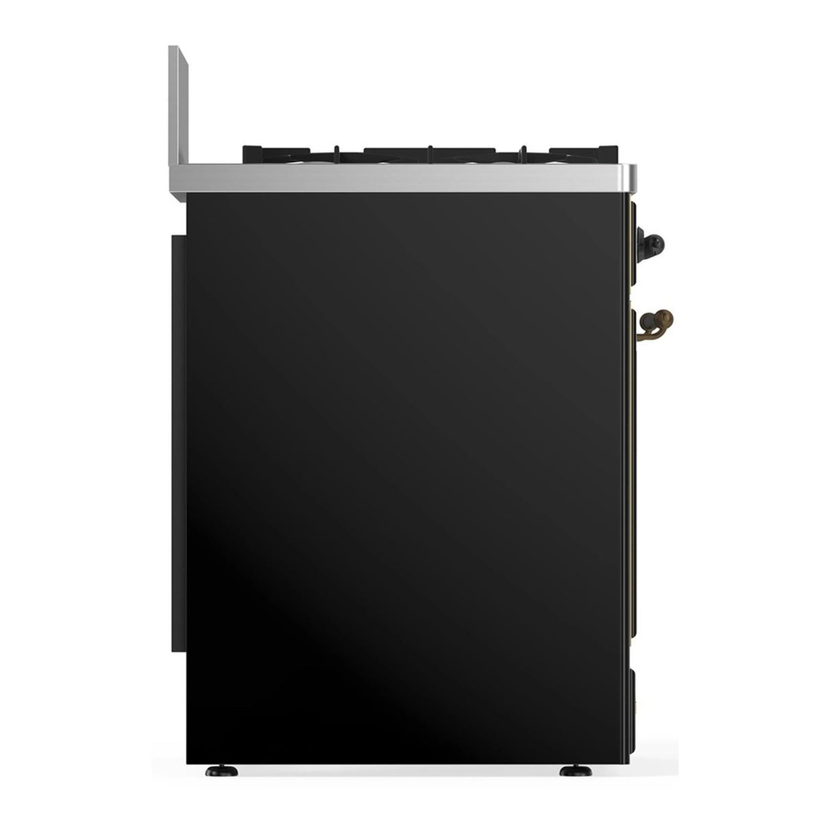 ILVE Majestic III 30-inch Dual Fuel Range with 5 Natural Gas Burner and Solid Door Electric Oven in Glossy Black with Burnished Trim (UM30QNR3BKB)