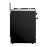 ILVE Majestic III 30-inch Dual Fuel Range with 5 Natural Gas Burner and Solid Door Electric Oven in Glossy Black with Burnished Trim (UM30QNR3BKB)