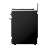 ILVE Majestic III 30-inch Dual Fuel Range with 5 Natural Gas Burner and Solid Door Electric Oven in Glossy Black with Chrome Trim (UM30QNR3BKC)