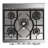 ILVE Majestic III 30-inch Dual Fuel Range with 5 Natural Gas Burner and Solid Door Electric Oven in Glossy Black with Chrome Trim (UM30QNR3BKC)