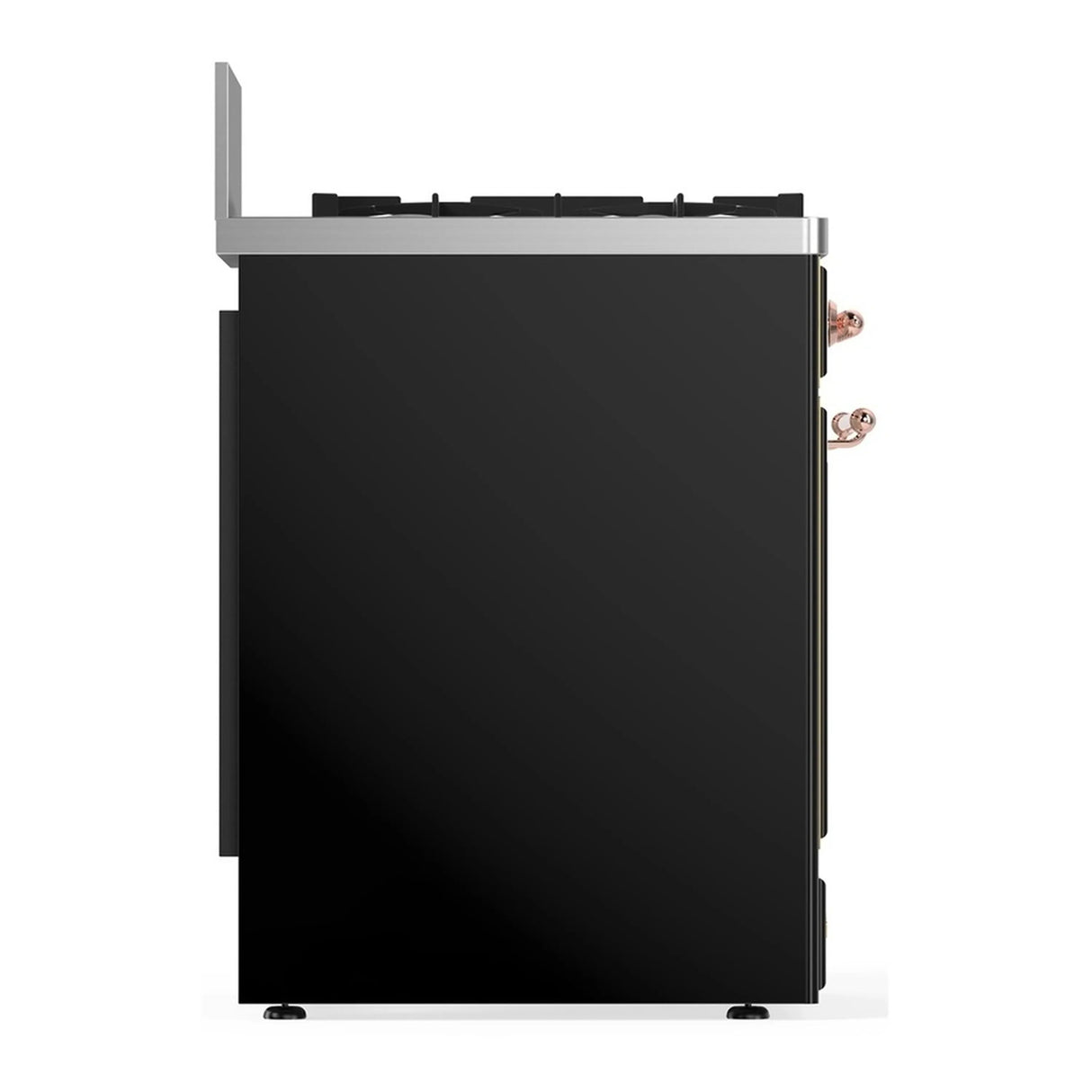 ILVE Majestic III 30-inch Dual Fuel Range with 5 Natural Gas Burner and Solid Door Electric Oven in Glossy Black with Copper Trim (UM30QNR3BKP)