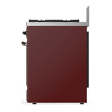 ILVE Majestic III 30-inch Dual Fuel Range with 5 Natural Gas Burner and Solid Door Electric Oven in Burgundy with Burnished Trim (UM30QNR3BUB)