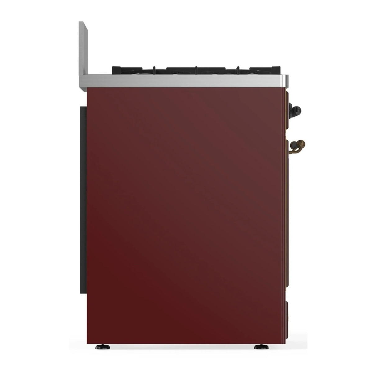 ILVE Majestic III 30-inch Dual Fuel Range with 5 Natural Gas Burner and Solid Door Electric Oven in Burgundy with Burnished Trim (UM30QNR3BUB)