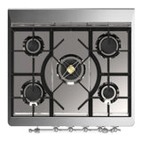ILVE Majestic III 30-inch Dual Fuel Range with 5 Natural Gas Burner and Solid Door Electric Oven in Burgundy with Chrome Trim (UM30QNR3BUC)