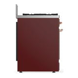 ILVE Majestic III 30-inch Dual Fuel Range with 5 Liquid Propane Burner and Solid Door Electric Oven in Burgundy with Copper Trim (UM30QNR3BUPLP)