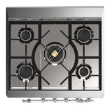 ILVE Majestic III 30-inch Dual Fuel Range with 5 Natural Gas Burner and Solid Door Electric Oven in Emerald Green with Chrome Trim (UM30QNR3EGC)