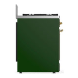 ILVE Majestic III 30-inch Dual Fuel Range with 5 Natural Gas Burner and Solid Door Electric Oven in Emerald Green with Brass Trim (UM30QNR3EGG)