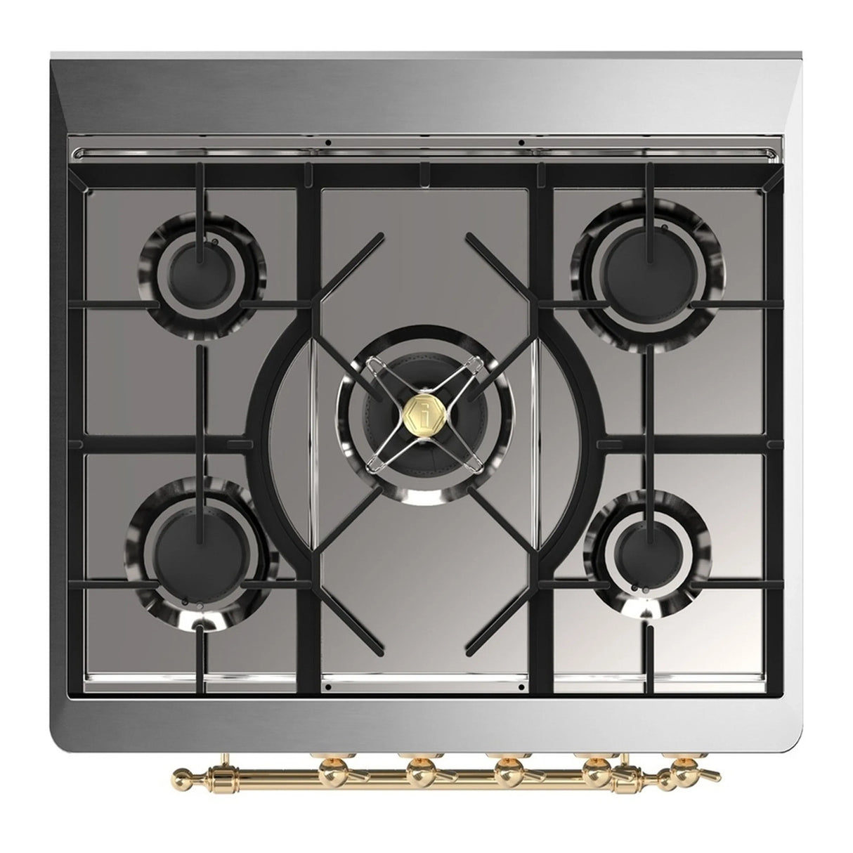 ILVE Majestic III 30-inch Dual Fuel Range with 5 Natural Gas Burner and Solid Door Electric Oven in Emerald Green with Brass Trim (UM30QNR3EGG)