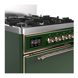 ILVE Majestic III 30-inch Dual Fuel Range with 5 Natural Gas Burner and Solid Door Electric Oven in Emerald Green with Copper Trim (UM30QNR3EGP)