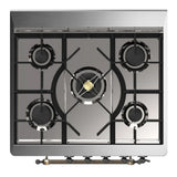 ILVE Majestic III 30-inch Dual Fuel Range with 5 Natural Gas Burner and Solid Door Electric Oven in Midnight Blue with Burnished Trim (UM30QNR3MBB)