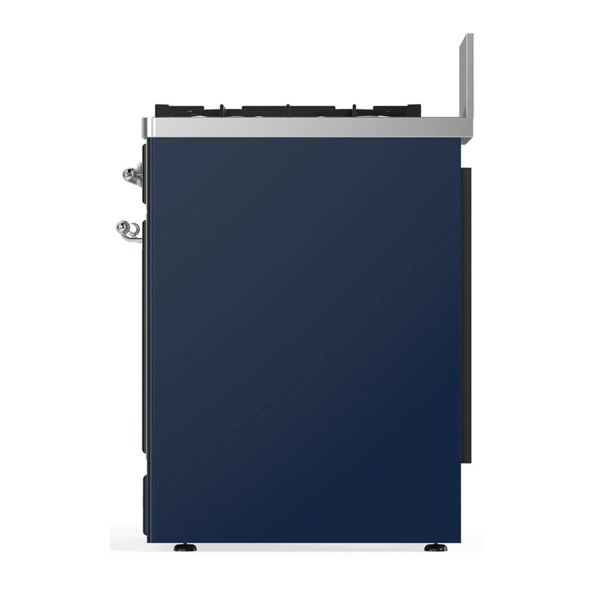 ILVE Majestic III 30-inch Dual Fuel Range with 5 Natural Gas Burner and Solid Door Electric Oven in Midnight Blue with Chrome Trim (UM30QNR3MBC)