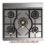 ILVE Majestic III 30-inch Dual Fuel Range with 5 Natural Gas Burner and Solid Door Electric Oven in Midnight Blue with Copper Trim (UM30QNR3MBP)