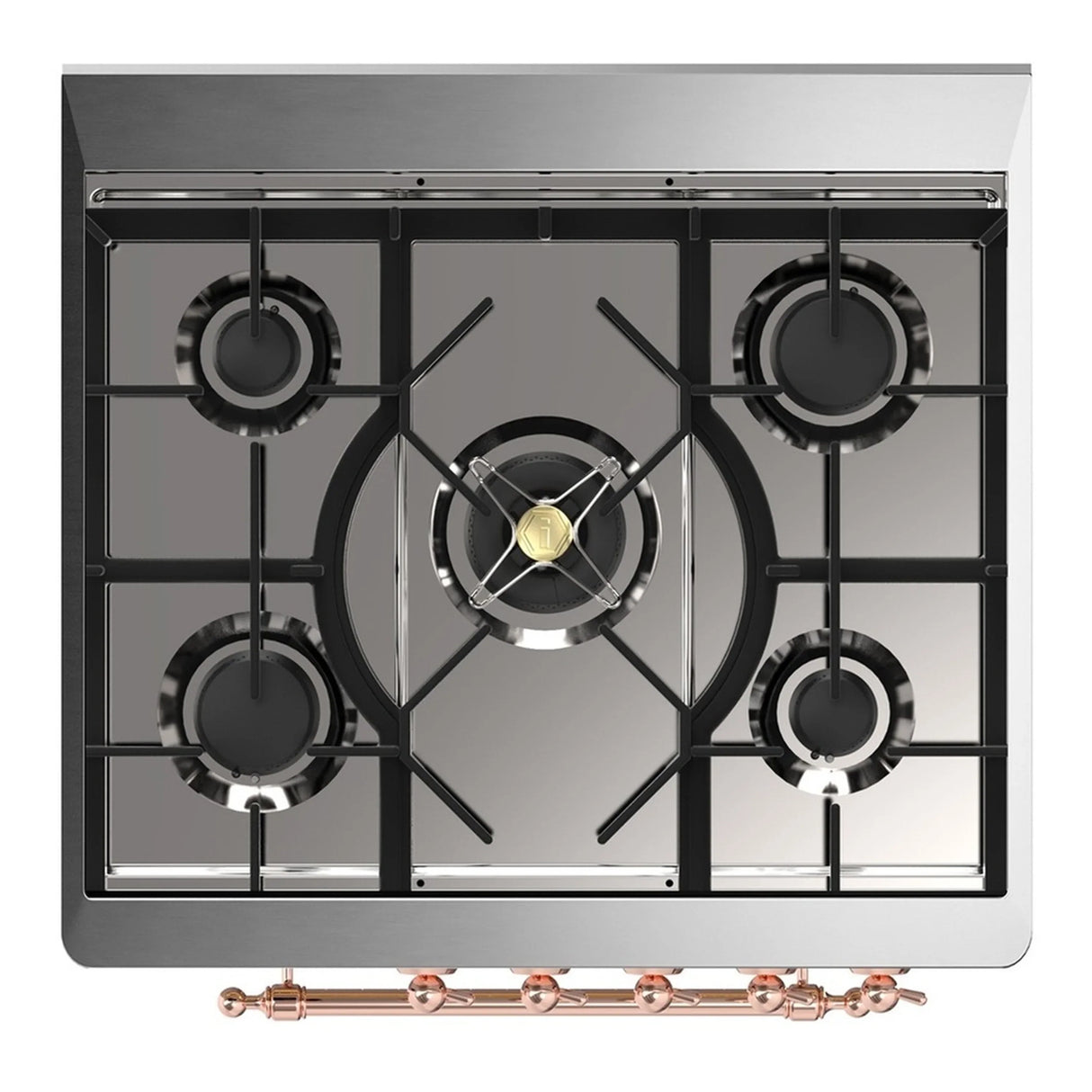 ILVE Majestic III 30-inch Dual Fuel Range with 5 Liquid Propane Burner and Solid Door Electric Oven in Midnight Blue with Copper Trim (UM30QNR3MBPLP)
