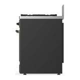 ILVE Majestic III 30-inch Dual Fuel Range with 5 Natural Gas Burner and Solid Door Electric Oven in Graphite Matte with Burnished Trim (UM30QNR3MGB)
