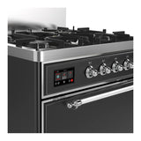ILVE Majestic III 30-inch Dual Fuel Range with 5 Natural Gas Burner and Solid Door Electric Oven in Graphite Matte with Chrome Trim (UM30QNR3MGC)